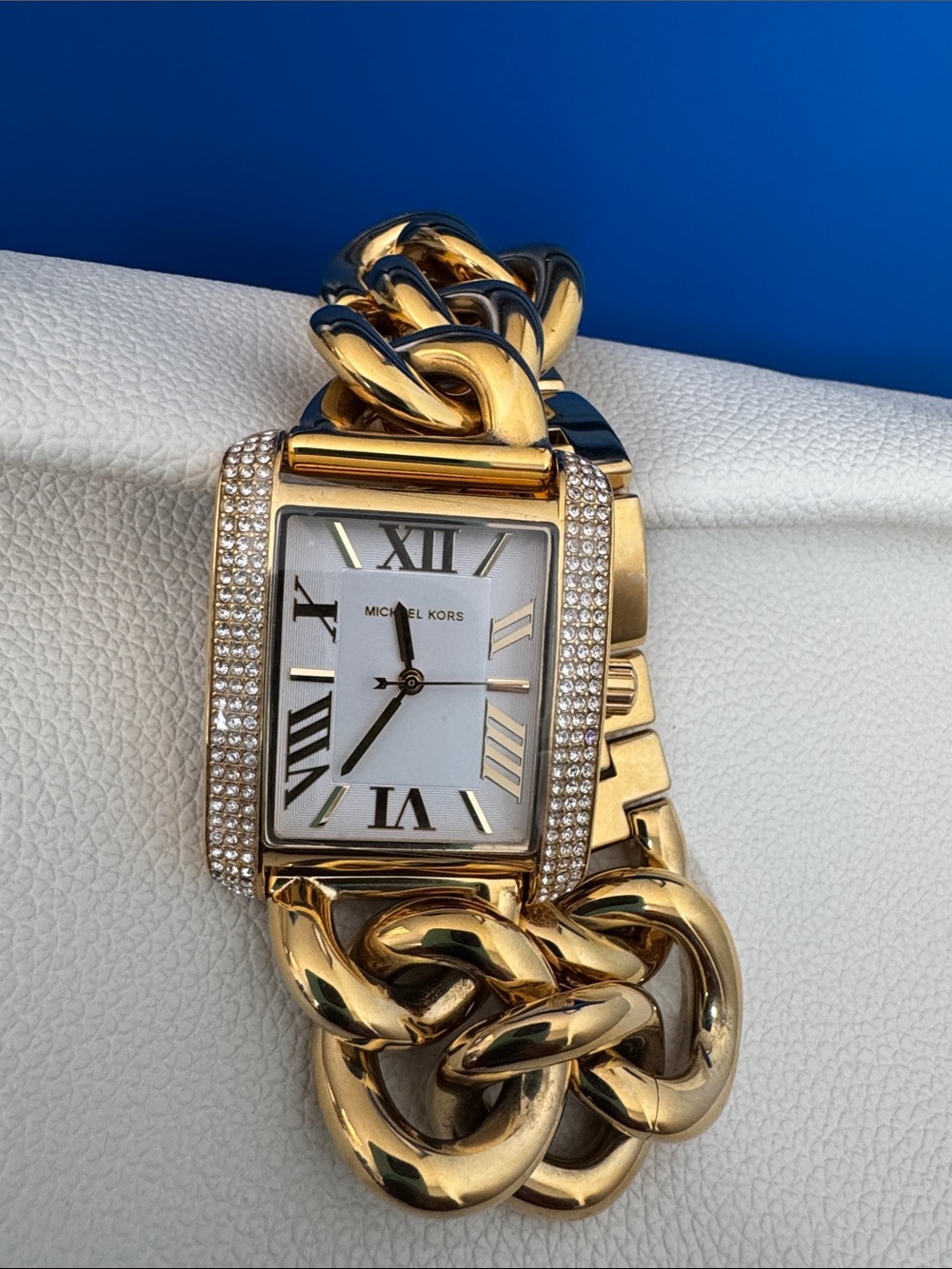 Michael Kors Gold Chain-Link Crystal Accent Women's Watch - Picture 1 of 11